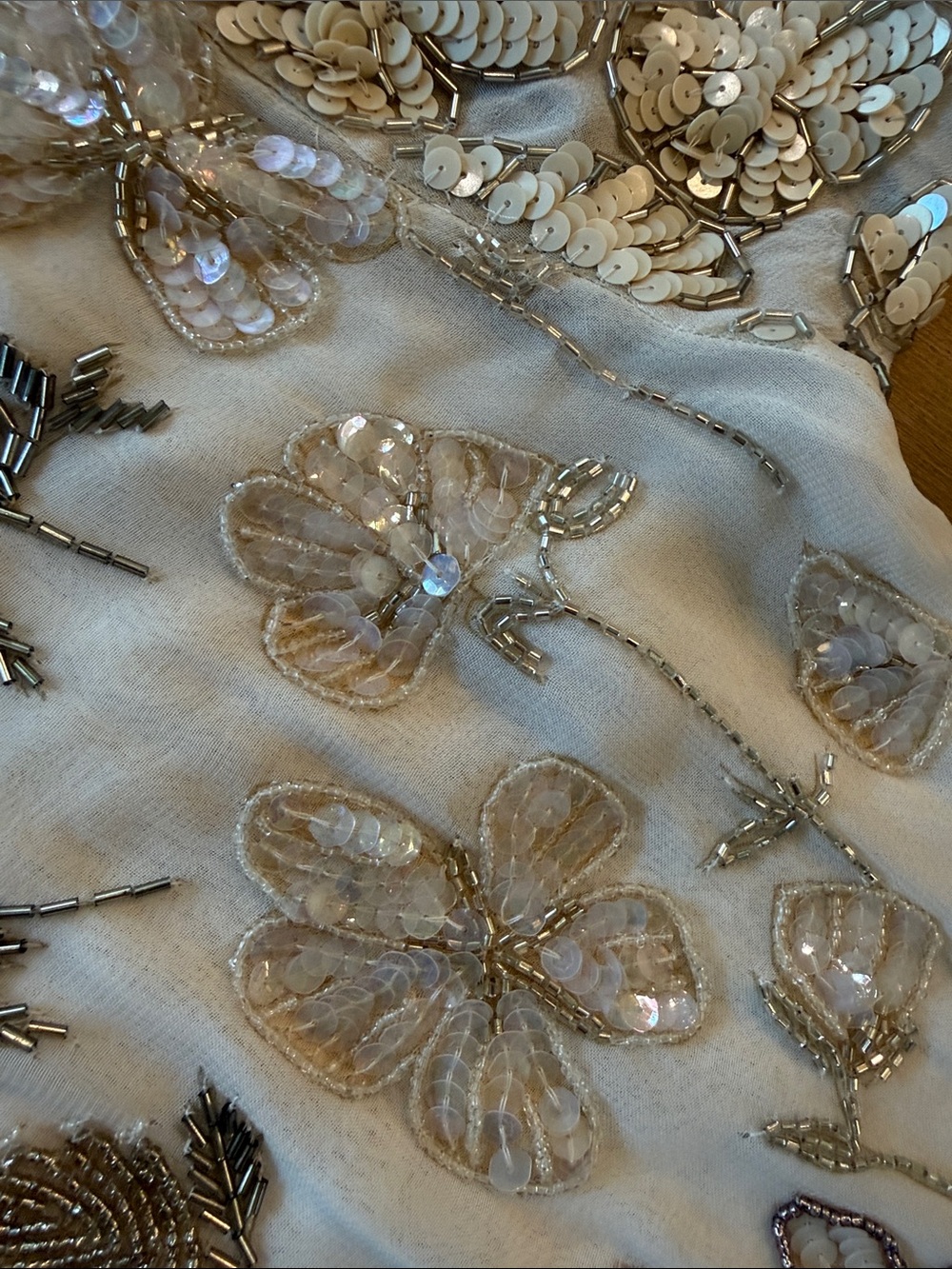 Free People White Short Sleeve Sequin Floral Top - Picture 3 of 13